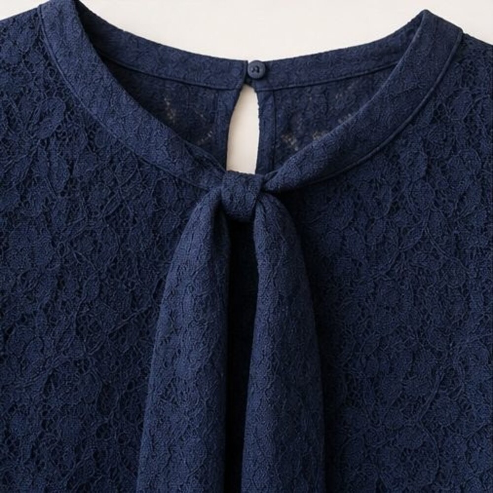 Navy Button Blouse - Picture 4 of 6